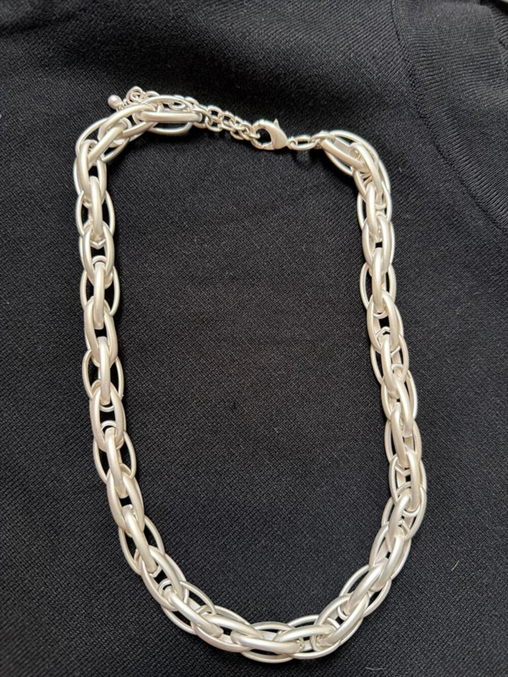 3 for $9 Frosted Silvertone chain necklace adjustable